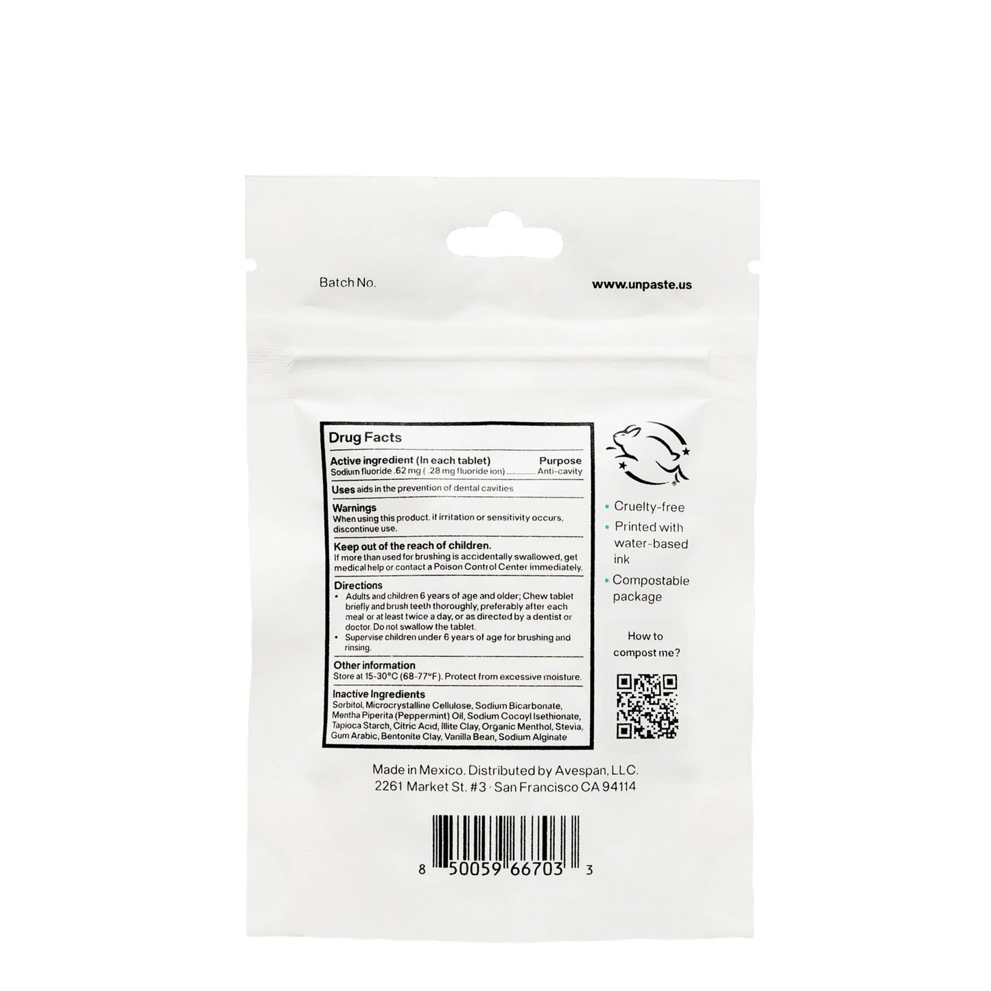 Fluoride Mint Toothpaste Tablets (125 Count)